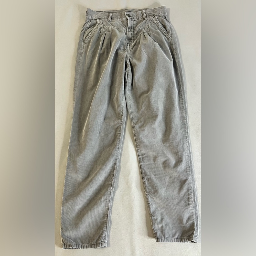 American Eagle Corduroy Mom‎ Jeans Women 4R Gray High Rise Pleated Tapered Y2K